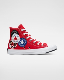 Converse Logo Play Chuck Taylor All Star Bayan Uzun Ayakkabı Siyah/Kırmızı/Mavi | 1690327-Türkiye